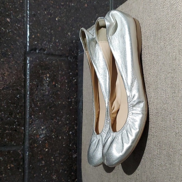 J CREW FLATS CECE BALLET METALLIC PLATINUM SILVER SHIMMER SHOES - Picture 2 of 11